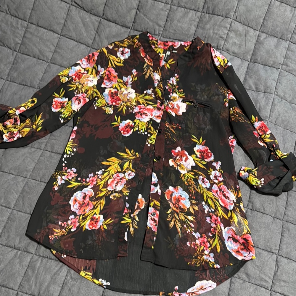 Floral Black Blouse